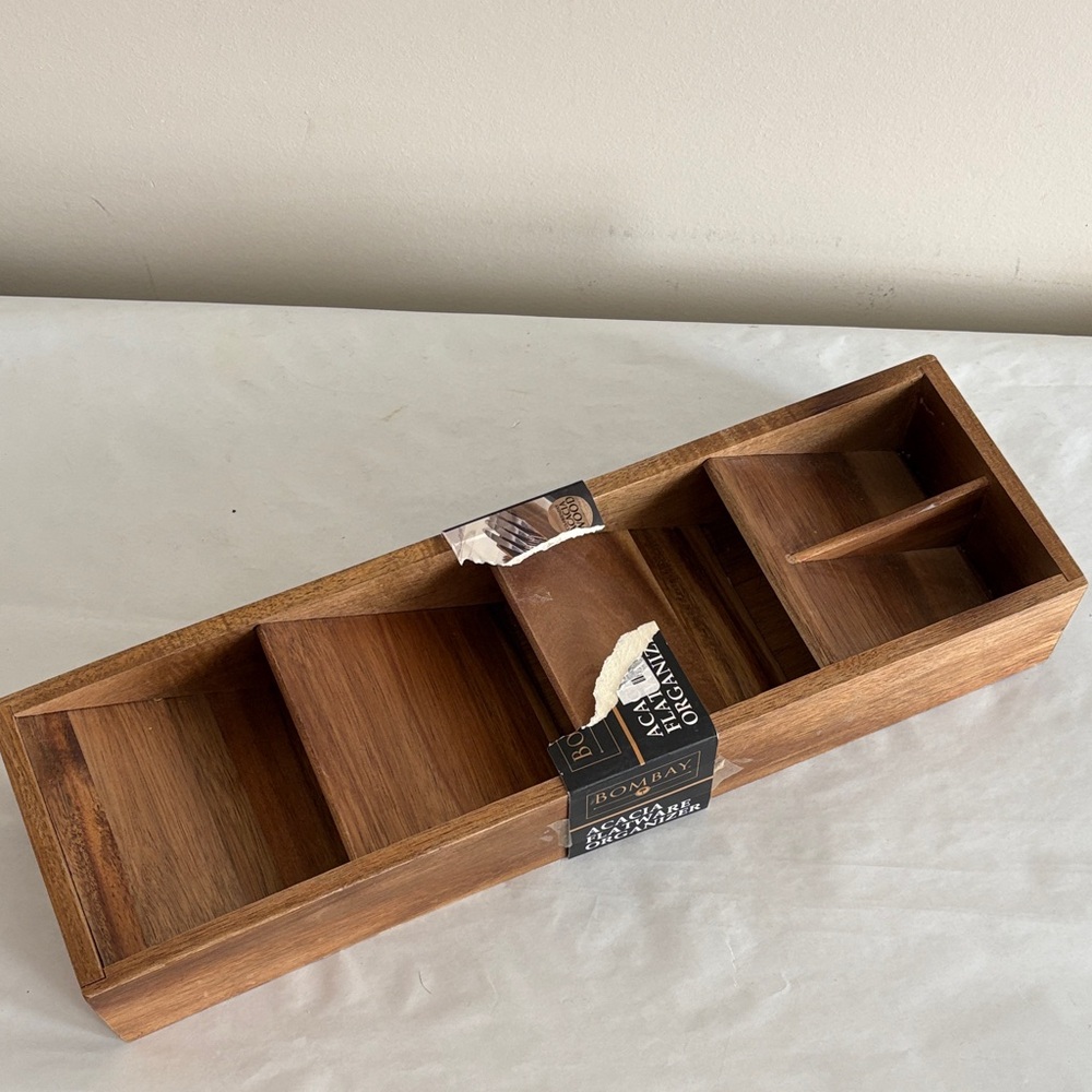 Bombay Acacia Flatware Organizer drawer storage for countertop, cabinet or table